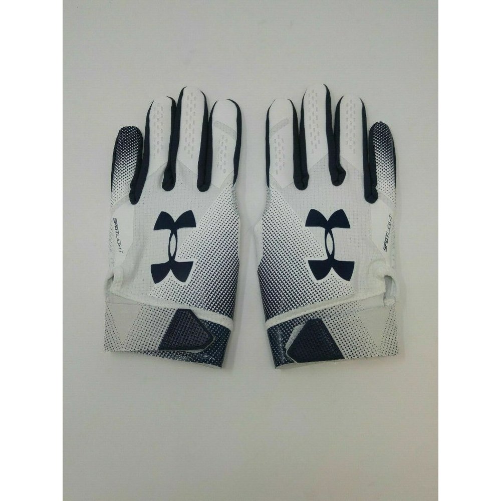 New Under Armour Men's Navy/White Spotlight WR Football Gloves - Size 2XLarge